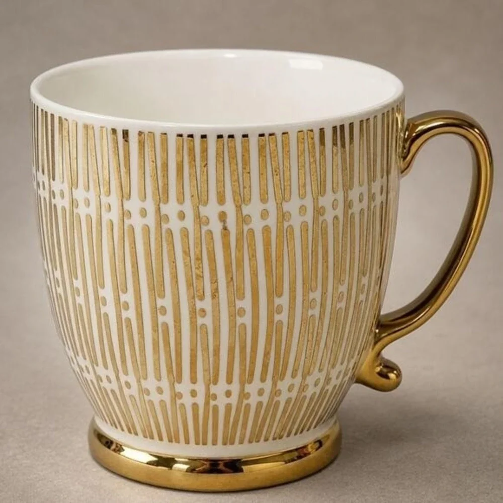 Gibson home Coffee Cup Coffee Mug white and gold